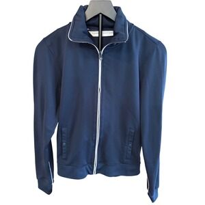 Tommy Hilfiger Jeans Mens Navy Blue Full Zip Track Jacket White Piping Size L